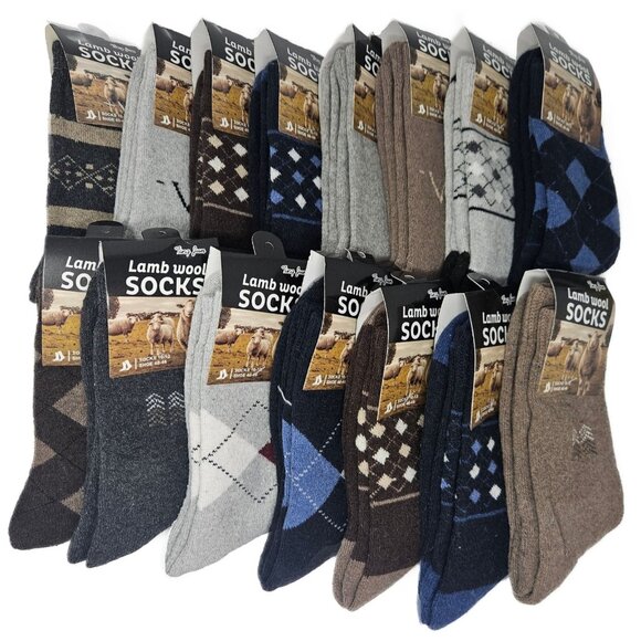 15 Pack Men’s Lamb Wool Crew Socks Warm Winter Soft Wool Blend Size 10-13 - Picture 1 of 4
